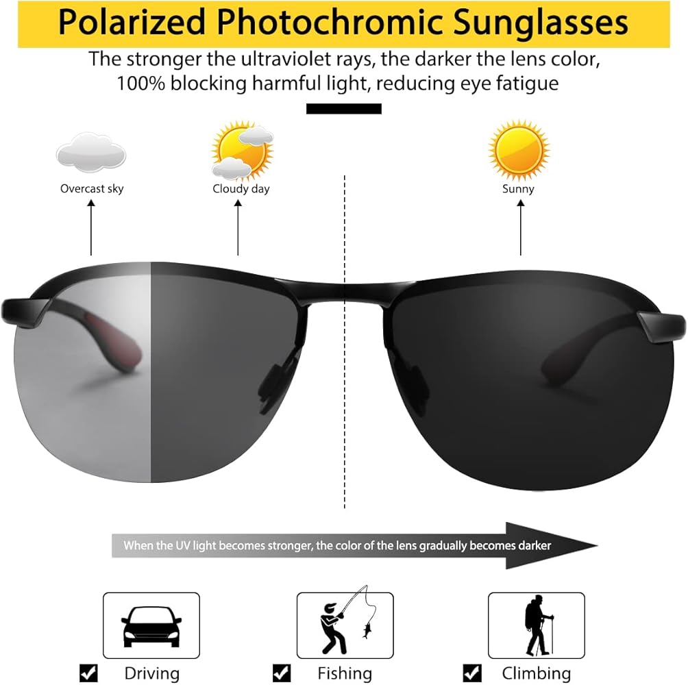 3-in-1 magnetic clip photochromic myopia sunglasses
